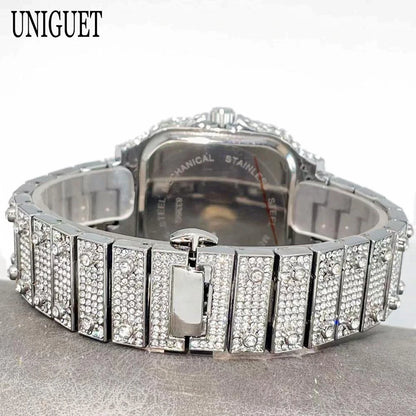 2026 New Luxury Diamond Watch Men Fashion Iced Out Square Colorful Number Watches Hip Hop Bling Jewelry Reloj Hombre for Gift