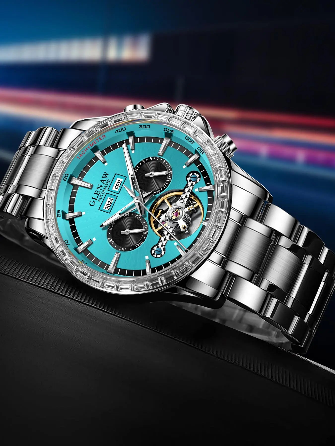 Glenaw high-end business fully automatic mechanical multi-function watch for men's fashionable waterproof watch