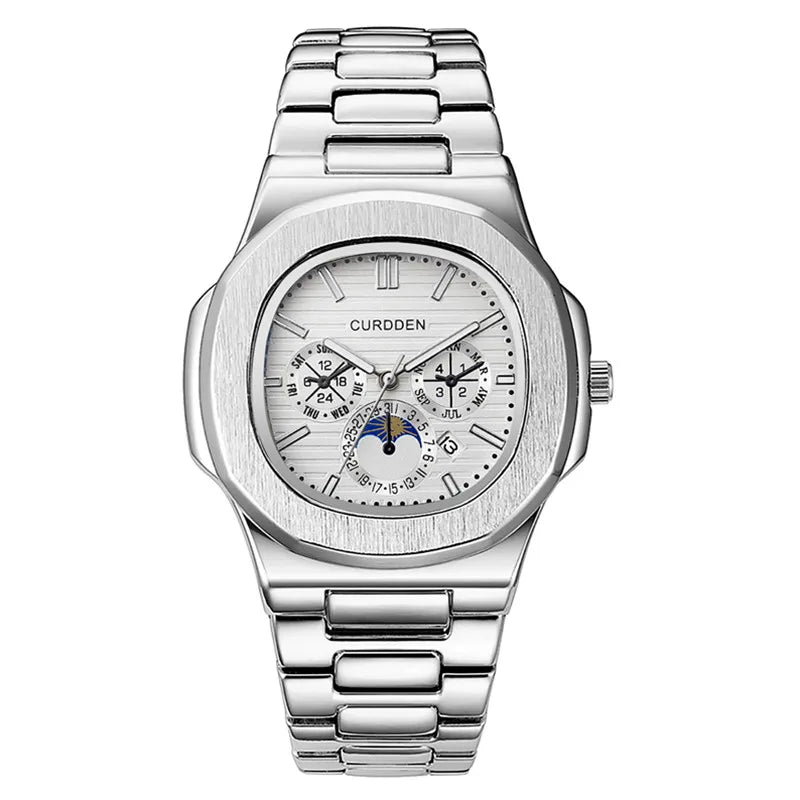 Original CURDDEN Famous Brand Men Watches Silver Fashion Alloy Band Gifts Date Quartz Watch Relogio Masculino Reloj Hombre 2026