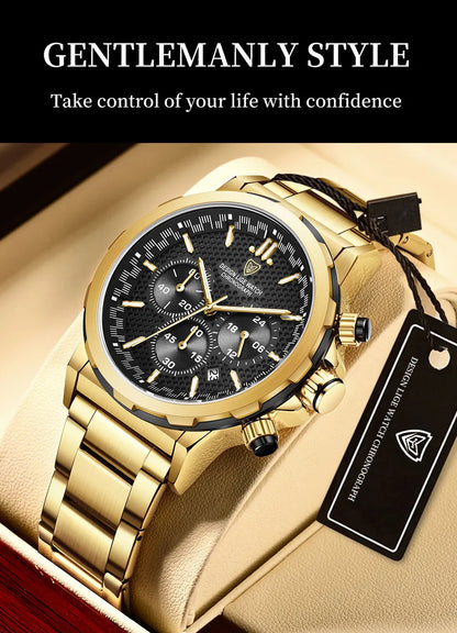 LIGE Luxury Men Watch Top Original Waterproof Luminous Chronograph Man Wristwatch Stainless Steel Quartz Men's Watches Reloj