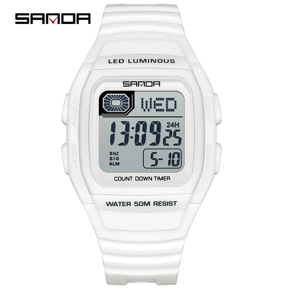 Fashion SANDA New 2208 Fashion Men's Electronic Watch Outdoor Sports Waterproof Timing LED Women's Watch