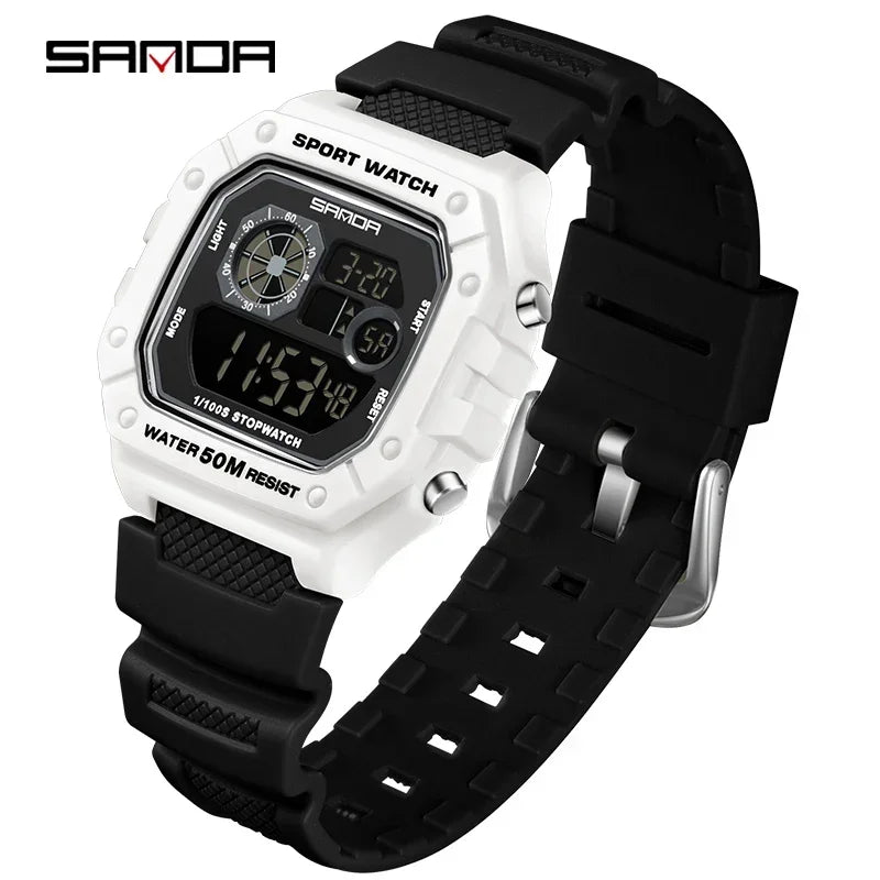 SANDA Fashion Brand Digital G Style Top Men's Watch Luxury Military Sport Waterproof Alarm Stopwatch Clock Relogio Masculino