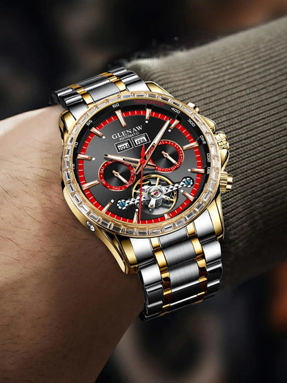 Glenaw high-end business fully automatic mechanical multi-function watch for men's fashionable waterproof watch