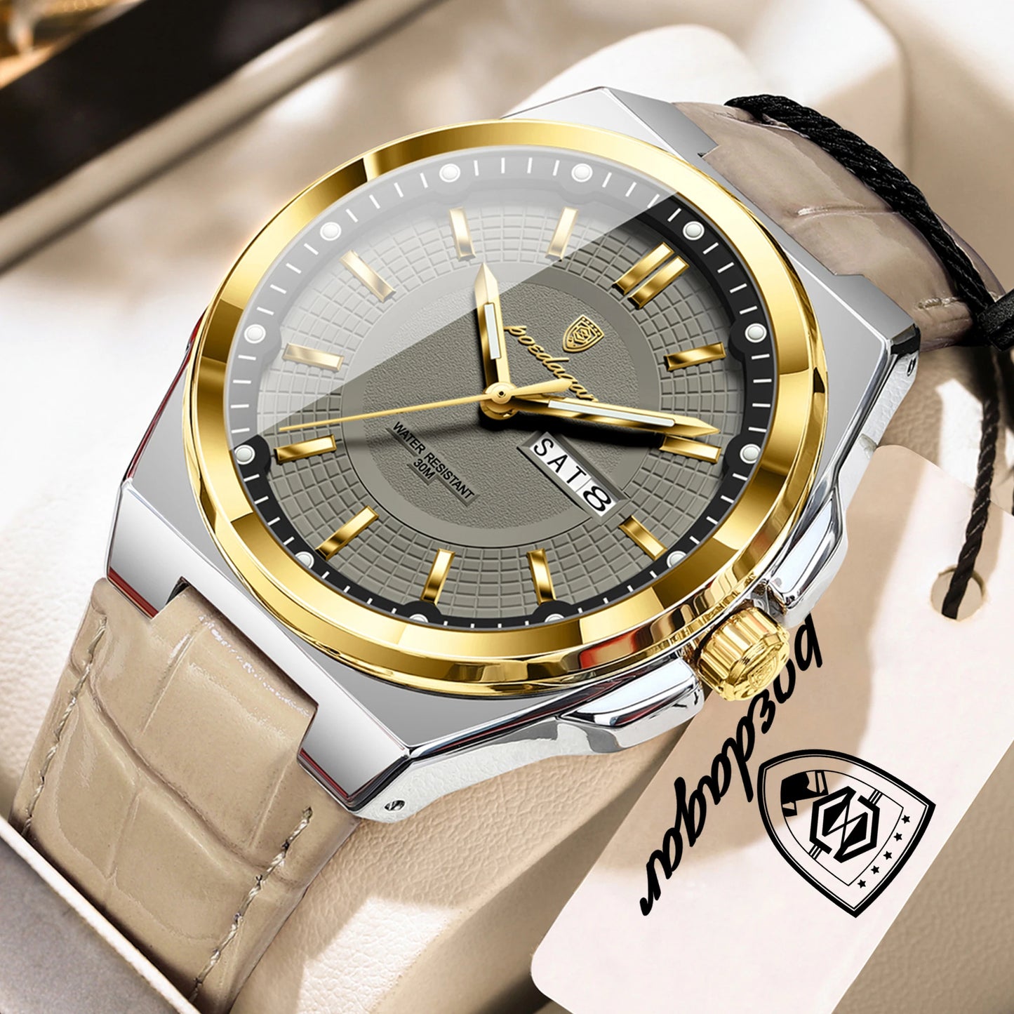 POEDAGAR High Quality Fashion Man Wristwatch Waterproof Luminous Date Week Business Quartz Men's Watches Leather Men Watch Reloj