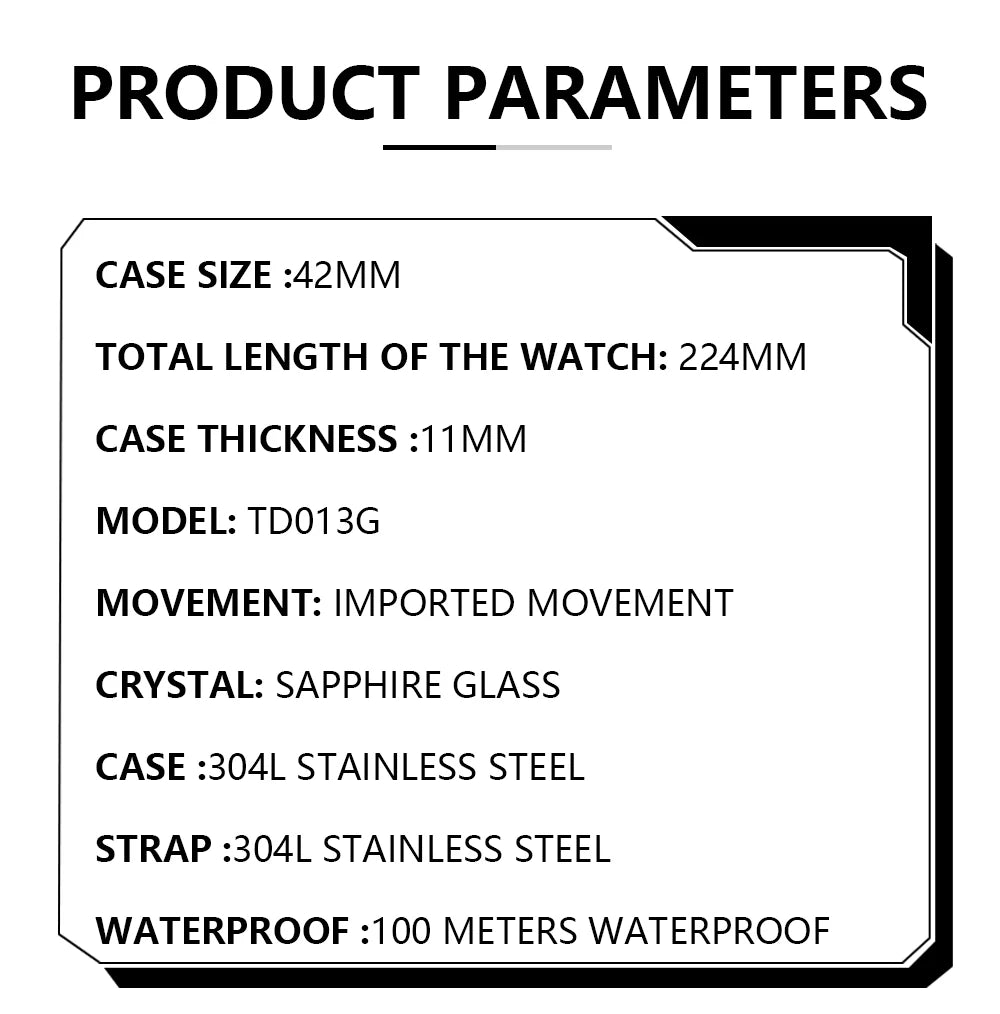 TOPHILL Racing Chronograph Men’s Quartz Watch Panda dial Tachymeter Bezel Sport Wristwatch Stainless Steel 100M Waterproof