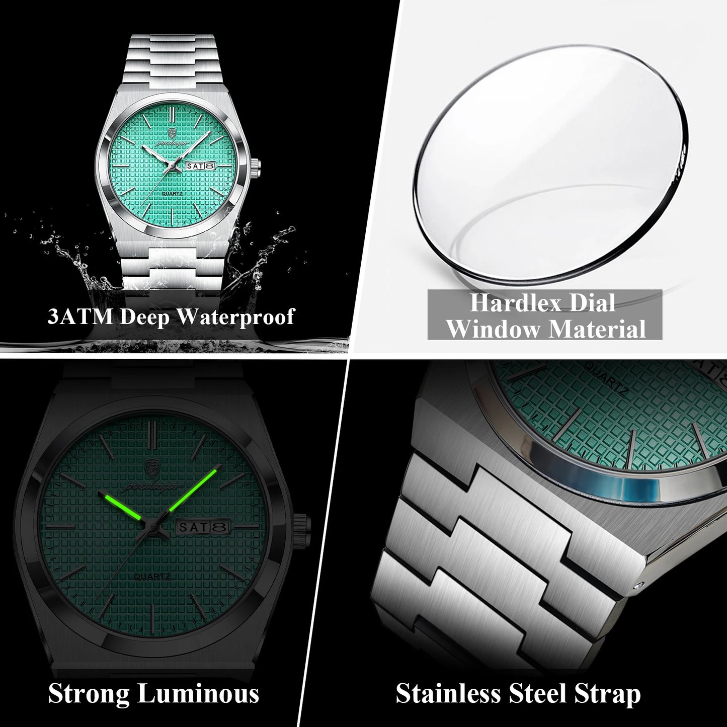 POEDAGAR High Quality Luxury Watch For Men Waterproof Luminous Man Wristwatch Original Date Week Quartz Casual Men's Watches+Box