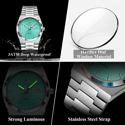 POEDAGAR High Quality Luxury Watch For Men Waterproof Luminous Man Wristwatch Original Date Week Quartz Casual Men's Watches+Box