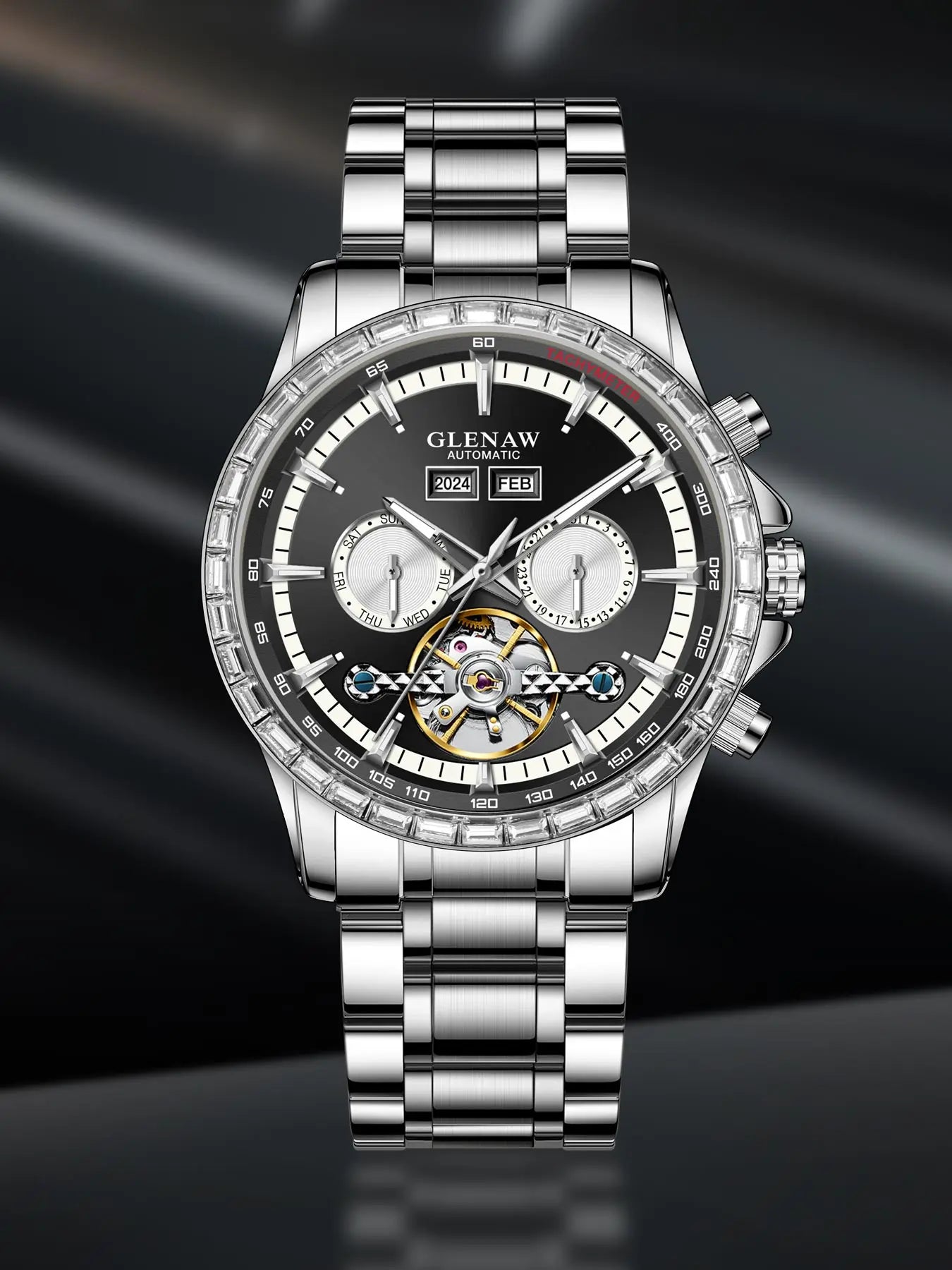 Glenaw high-end business fully automatic mechanical multi-function watch for men's fashionable waterproof watch